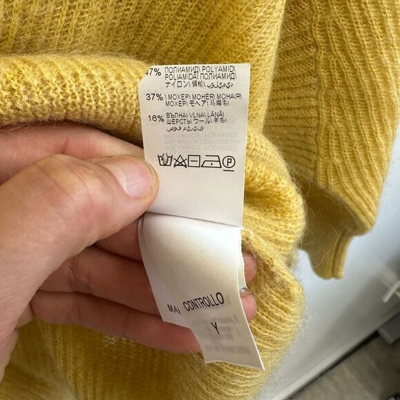 Brunello Cucinelli Mustard Yellow Mohair Blend Knit Sweater Turtleneck Size S - Picture 8 of 11